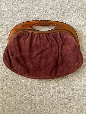 Vintage '70s Mardane burgundy suede & amber hand bag.